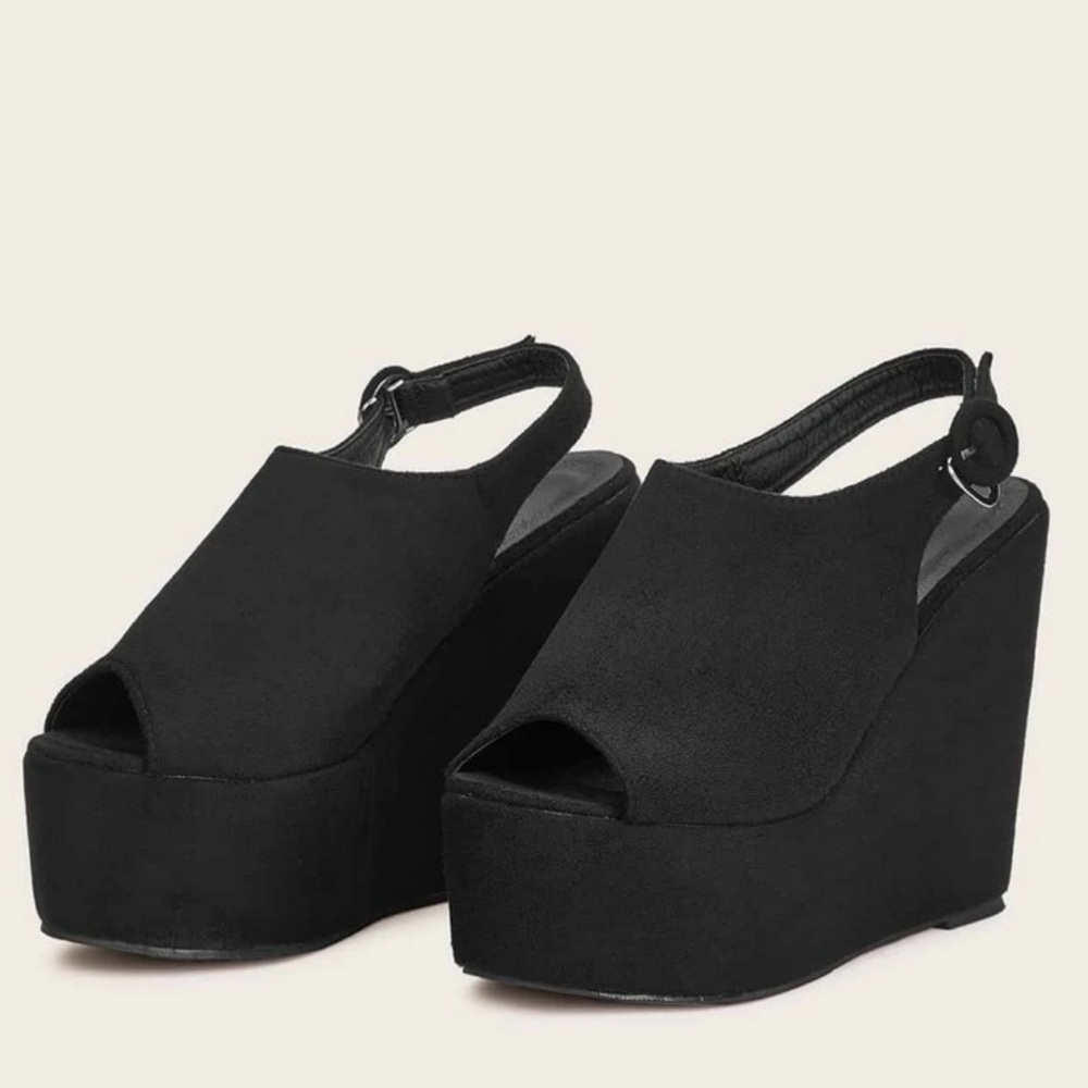 Black Suede Wedges